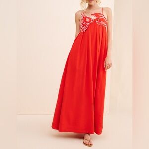 Farm Rio Fish Top Linen Blend Maxi Dress Size S